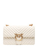 Borsa pinko bianca classic love bag one in nappa trapuntata chevron con fibbia e catena oro