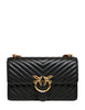 Borsa pinko nera classic love bag one in nappa trapuntata chevron con fibbia e catena oro