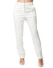 Pantalone donna pinko bello bianco cigarette-fit in tessuto tecnico di viscosa lavorato punto stoffa