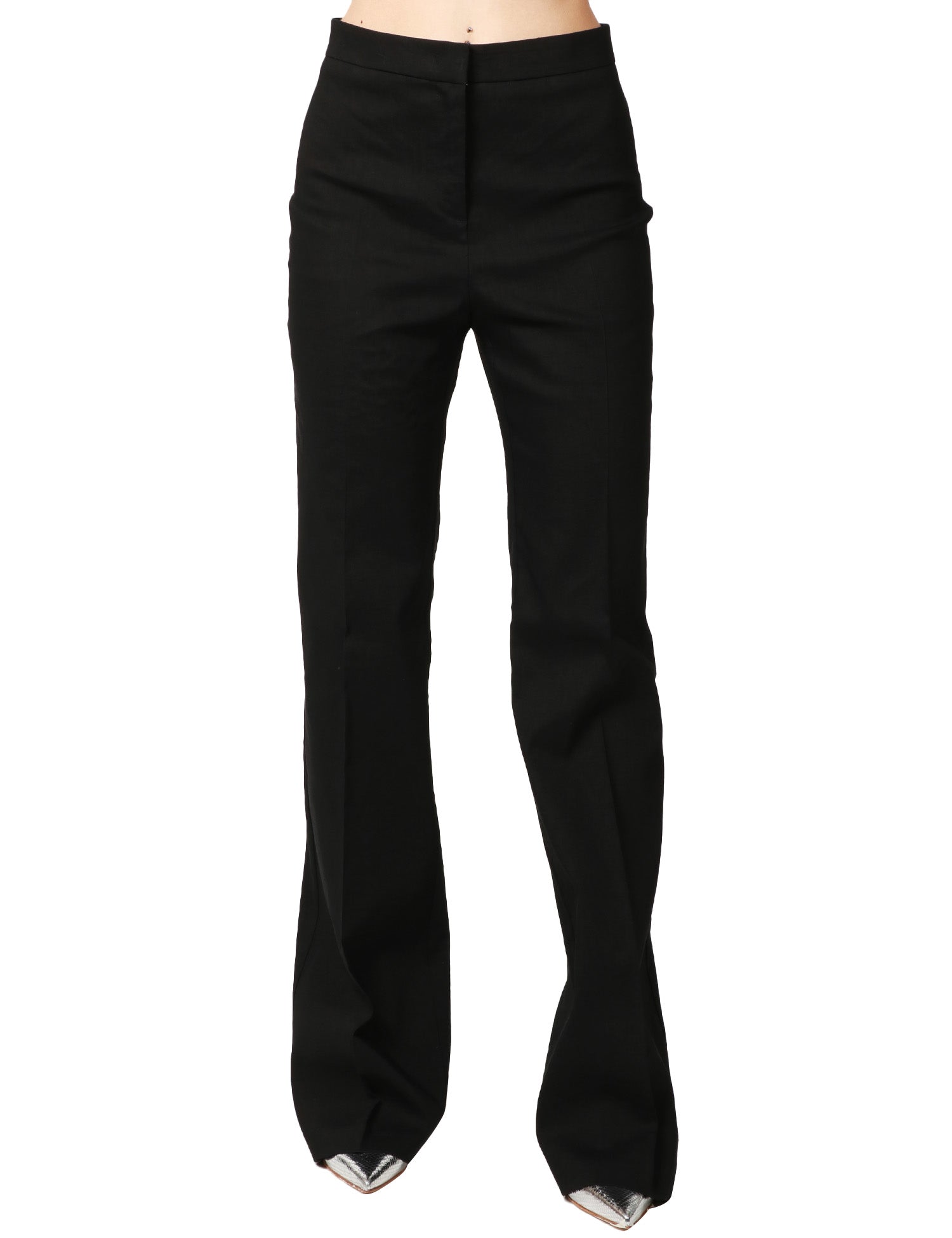 PANTALONE DONNA PINKO POLLO NERO IN CADY TECNICO CON GAMBA ADERENTE SVASATA AL FONDO