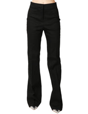 PANTALONE DONNA PINKO POLLO NERO IN CADY TECNICO CON GAMBA ADERENTE SVASATA AL FONDO