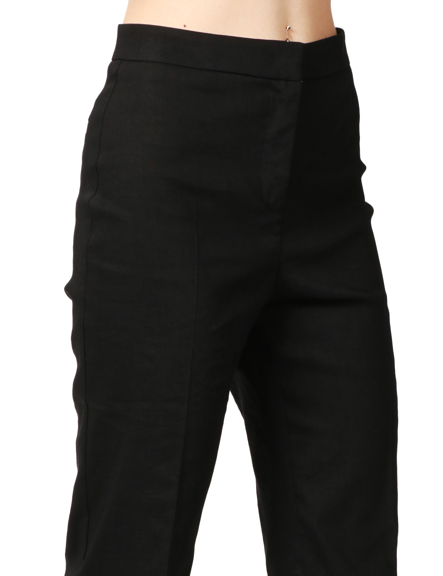 PANTALONE DONNA PINKO POLLO NERO IN CADY TECNICO CON GAMBA ADERENTE SVASATA AL FONDO