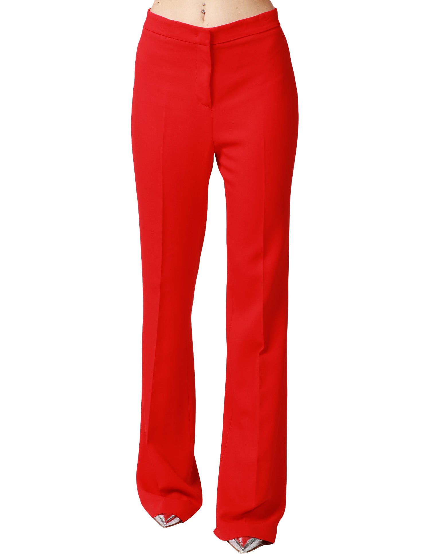 PANTALONE DONNA PINKO POLLO ROSSO IN CADY TECNICO CON GAMBA ADERENTE SVASATA AL FONDO