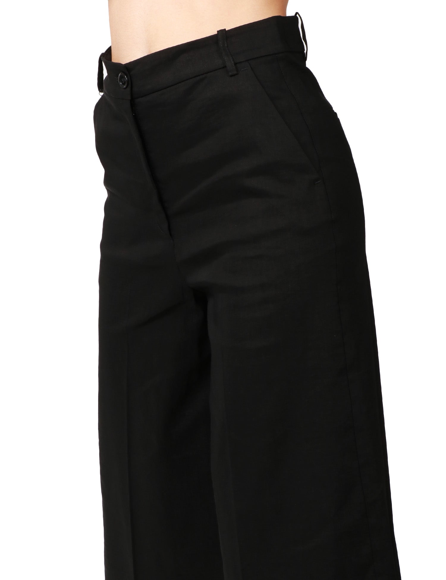 BERMUDA DONNA PINKO RACCONTAMI NERO IN LINO STRETCH DAL VOLUME AMPIO