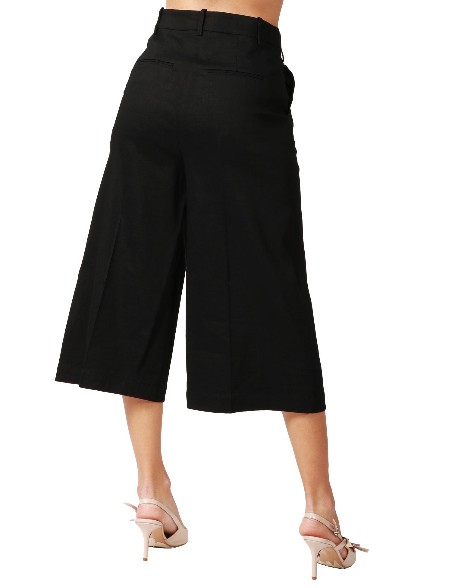 BERMUDA DONNA PINKO RACCONTAMI NERO IN LINO STRETCH DAL VOLUME AMPIO