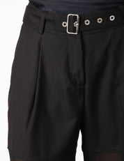 PANTALONE DONNA PINKO RIVER NERO CARGO A PALAZZO CON PARTE INFERIORE IN GEORGETTE SEMITRASPARENTE