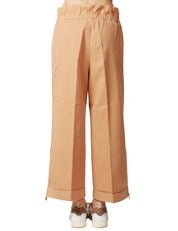PANTALONE CROPPED DONNA PINKO SOMEBODY MARRONE CON COULISSE IN VITA E ZIP SUL FONDO GAMBA
