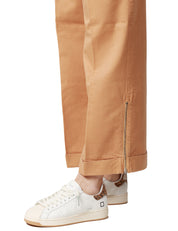 PANTALONE CROPPED DONNA PINKO SOMEBODY MARRONE CON COULISSE IN VITA E ZIP SUL FONDO GAMBA