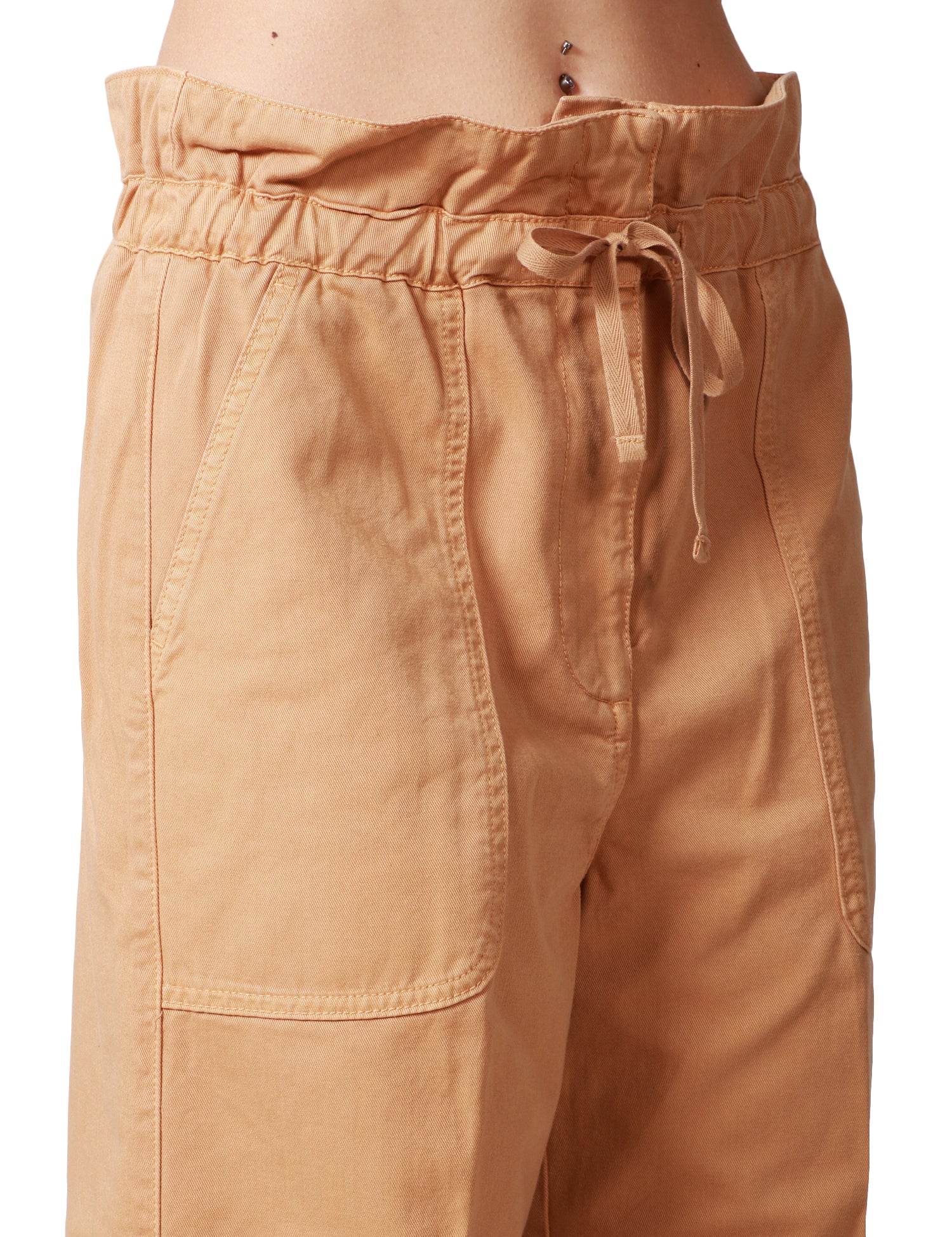 PANTALONE CROPPED DONNA PINKO SOMEBODY MARRONE CON COULISSE IN VITA E ZIP SUL FONDO GAMBA