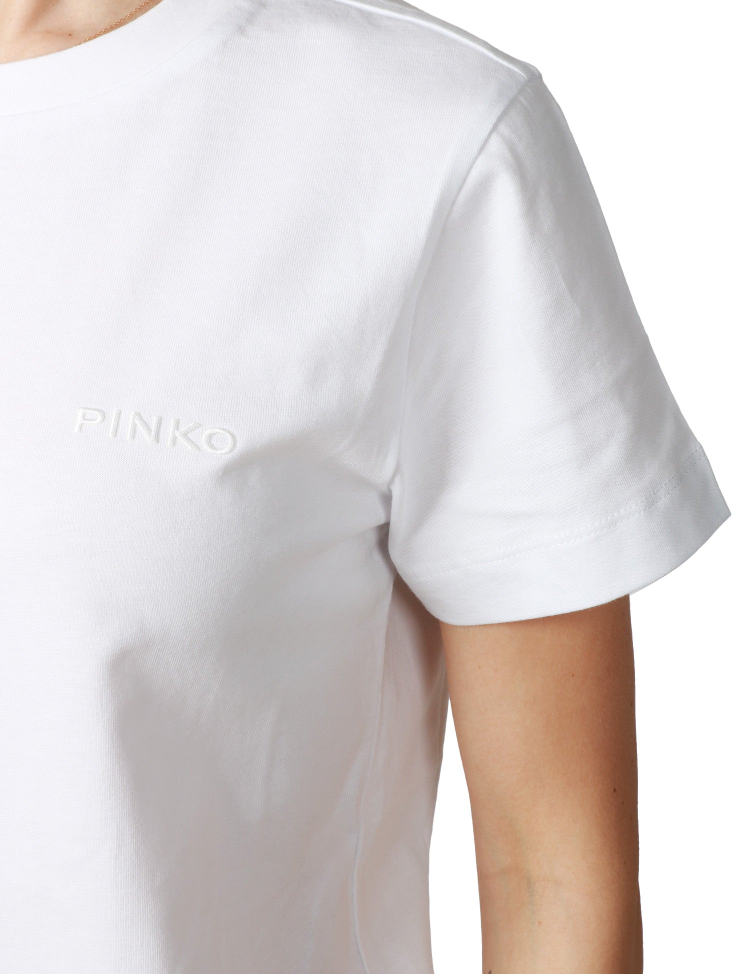 T-SHIRT DONNA PINKO START BIANCA IN JERSEY CON RICAMO LOGO SUL DAVANTI