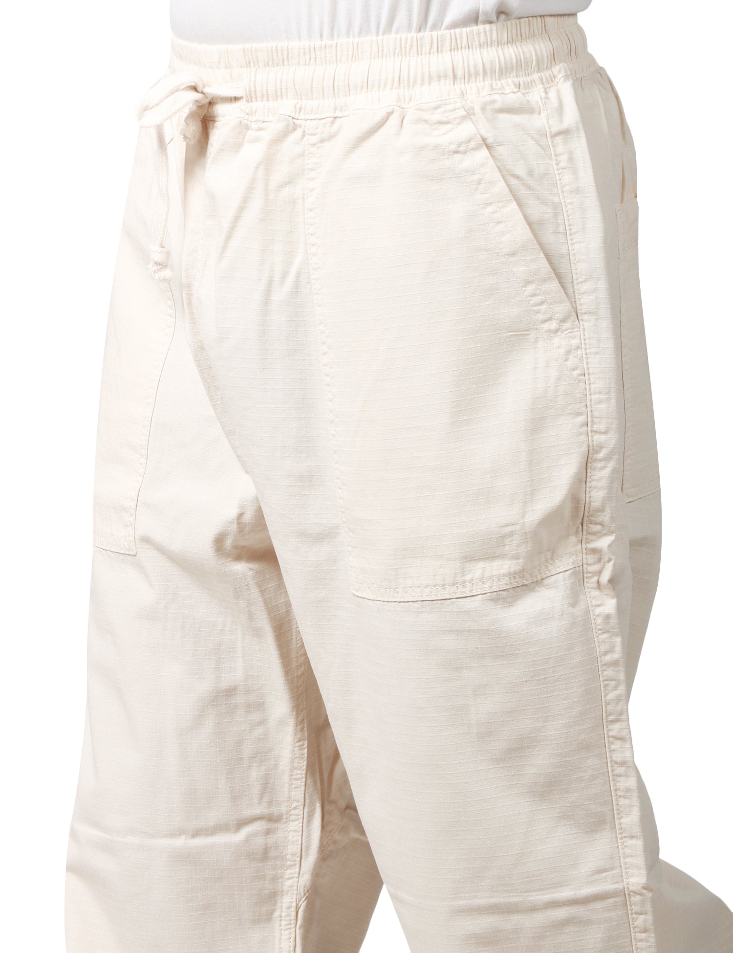 PANTALONE UOMO SERVICE WORKS GRIGIO CHIARO IN COTONE RIPSTOP BIOLOGICO CON COULISSE IN VITA E GAMBA DRITTA