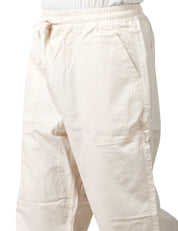 PANTALONE UOMO SERVICE WORKS GRIGIO CHIARO IN COTONE RIPSTOP BIOLOGICO CON COULISSE IN VITA E GAMBA DRITTA