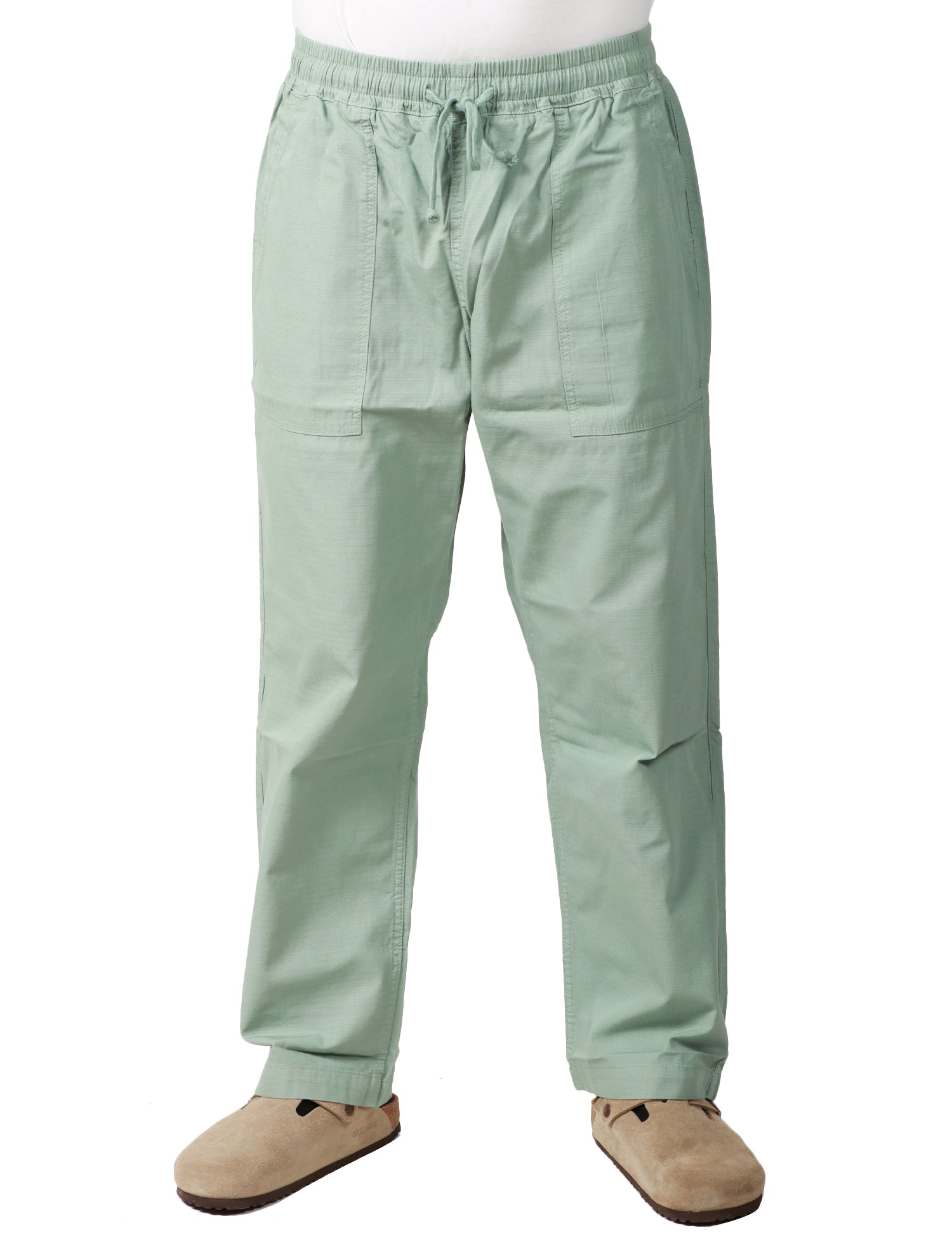 PANTALONE UOMO SERVICE WORKS SALVIA IN COTONE RIPSTOP BIOLOGICO E COULISSE IN VITA A GAMBA DRITTA