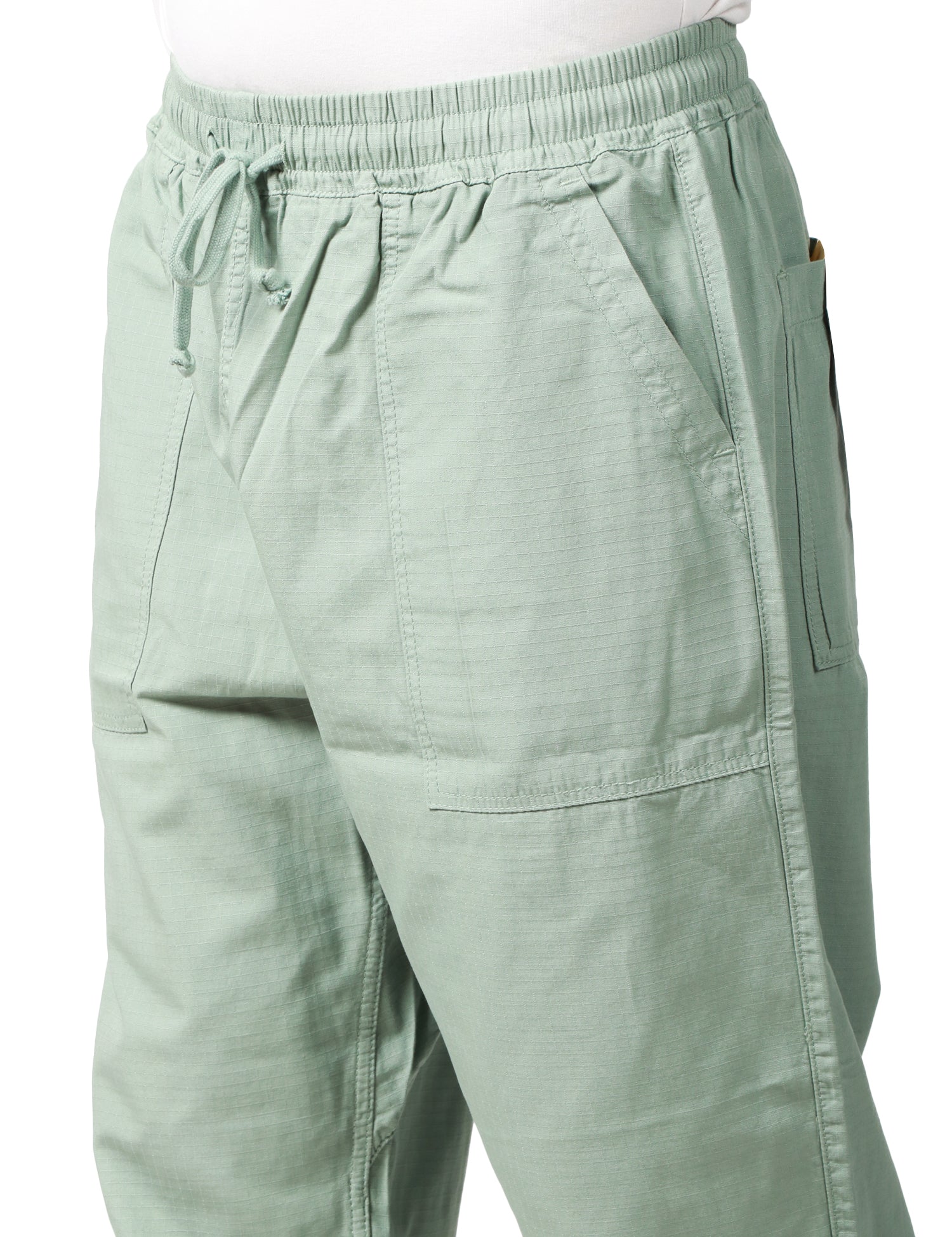 PANTALONE UOMO SERVICE WORKS SALVIA IN COTONE RIPSTOP BIOLOGICO E COULISSE IN VITA A GAMBA DRITTA