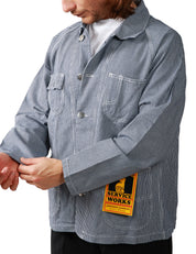 GIACCA UOMO SERVICE WORK HICKORY IN COTONE ORGANICO CON 4 TASCHE FRONTALI E BOTTONI