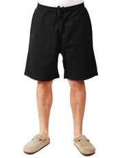 BERMUDA UOMO SERVICE WORKS NERI IN TELA DI COTONE BIO CON COULISSE E TASCHE