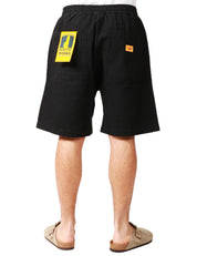 BERMUDA UOMO SERVICE WORKS NERI IN TELA DI COTONE BIO CON COULISSE E TASCHE