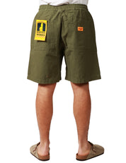 BERMUDA UOMO SERVICE WORKS OLIVA IN TELA DI COTONE BIO CON COULISSE E TASCHE