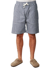 BERMUDA UOMO SERVICE WORKS STAMPA HICKORY IN TELA DI COTONE BIO CON COULISSE E TASCHE