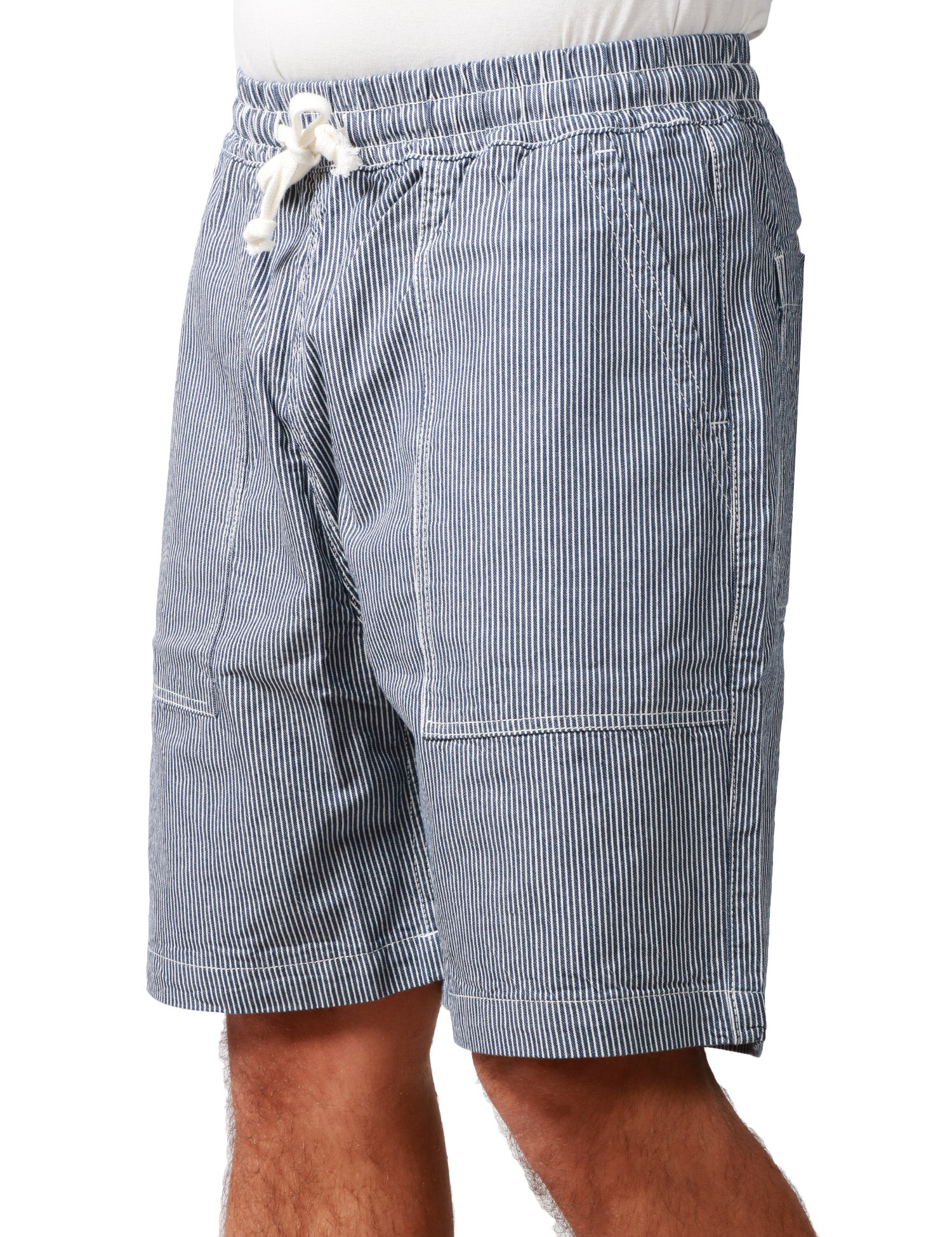 BERMUDA UOMO SERVICE WORKS STAMPA HICKORY IN TELA DI COTONE BIO CON COULISSE E TASCHE