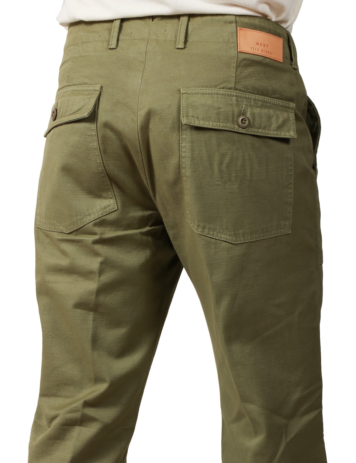 PANTALONE UOMO TELA GENOVA ARNOLDO MILITARE CON TASCHE