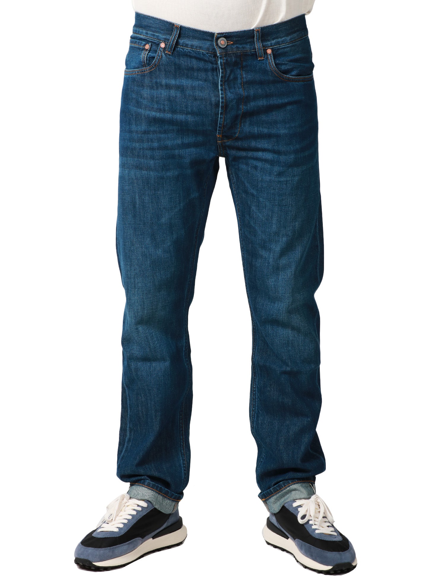 JEANS UOMO TELA GENOVA DAVIDE LAVAGGIO SCURO A GAMBA DRITTA