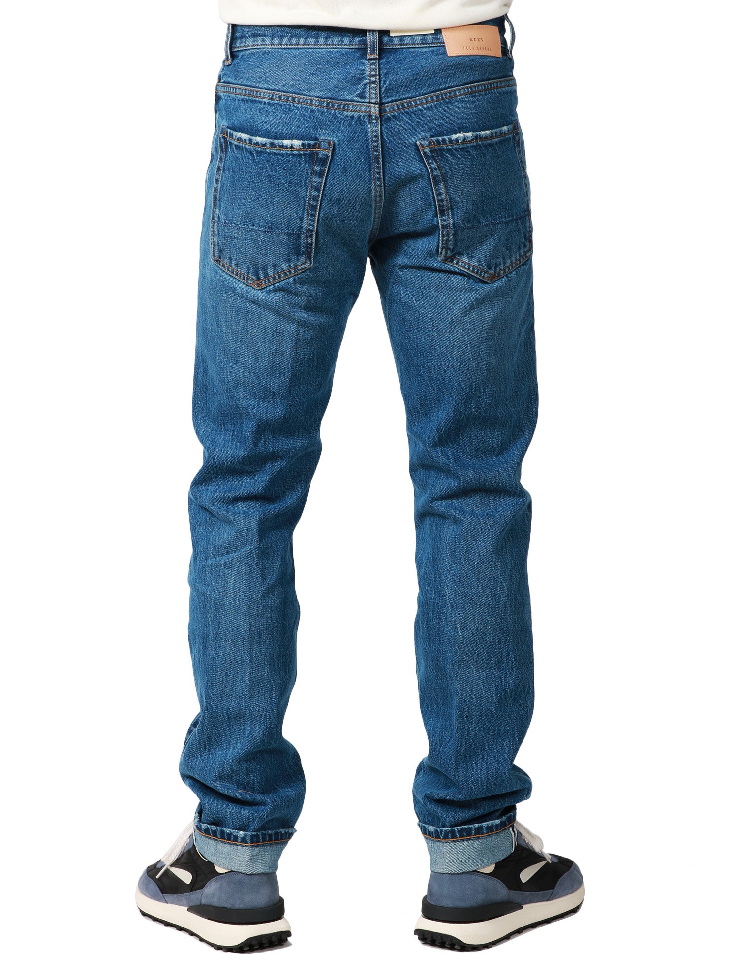 JEANS UOMO TELA GENOVA DAVIDE LAVAGGIO BLU MEDIO A GAMBA DRITTA