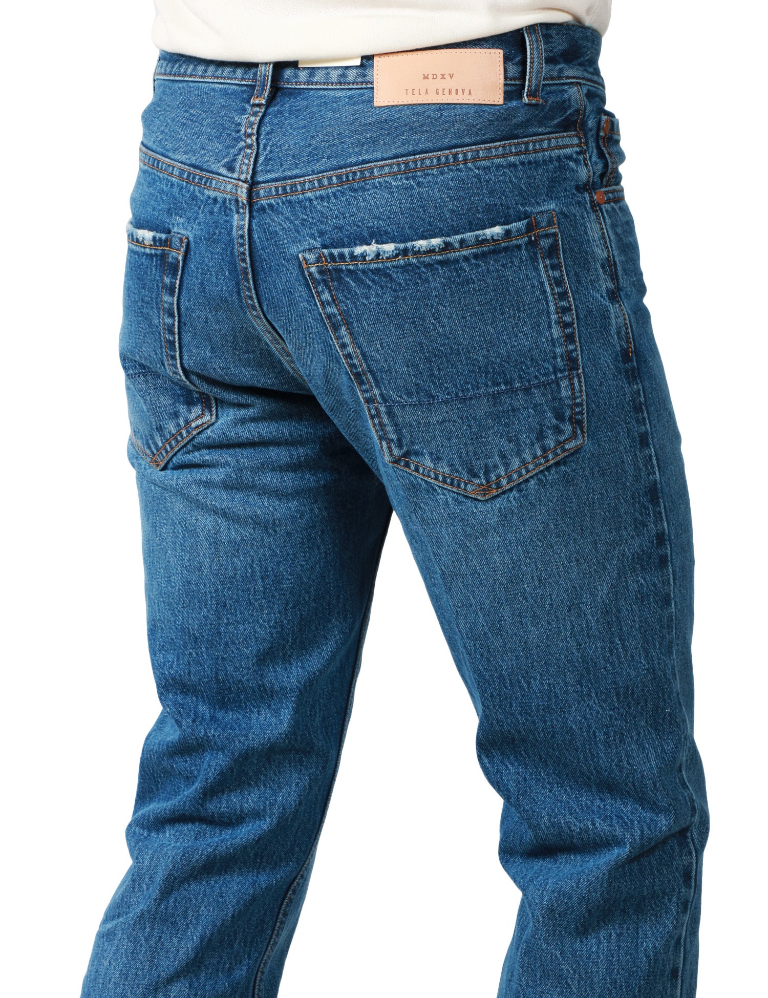 JEANS UOMO TELA GENOVA DAVIDE LAVAGGIO BLU MEDIO A GAMBA DRITTA