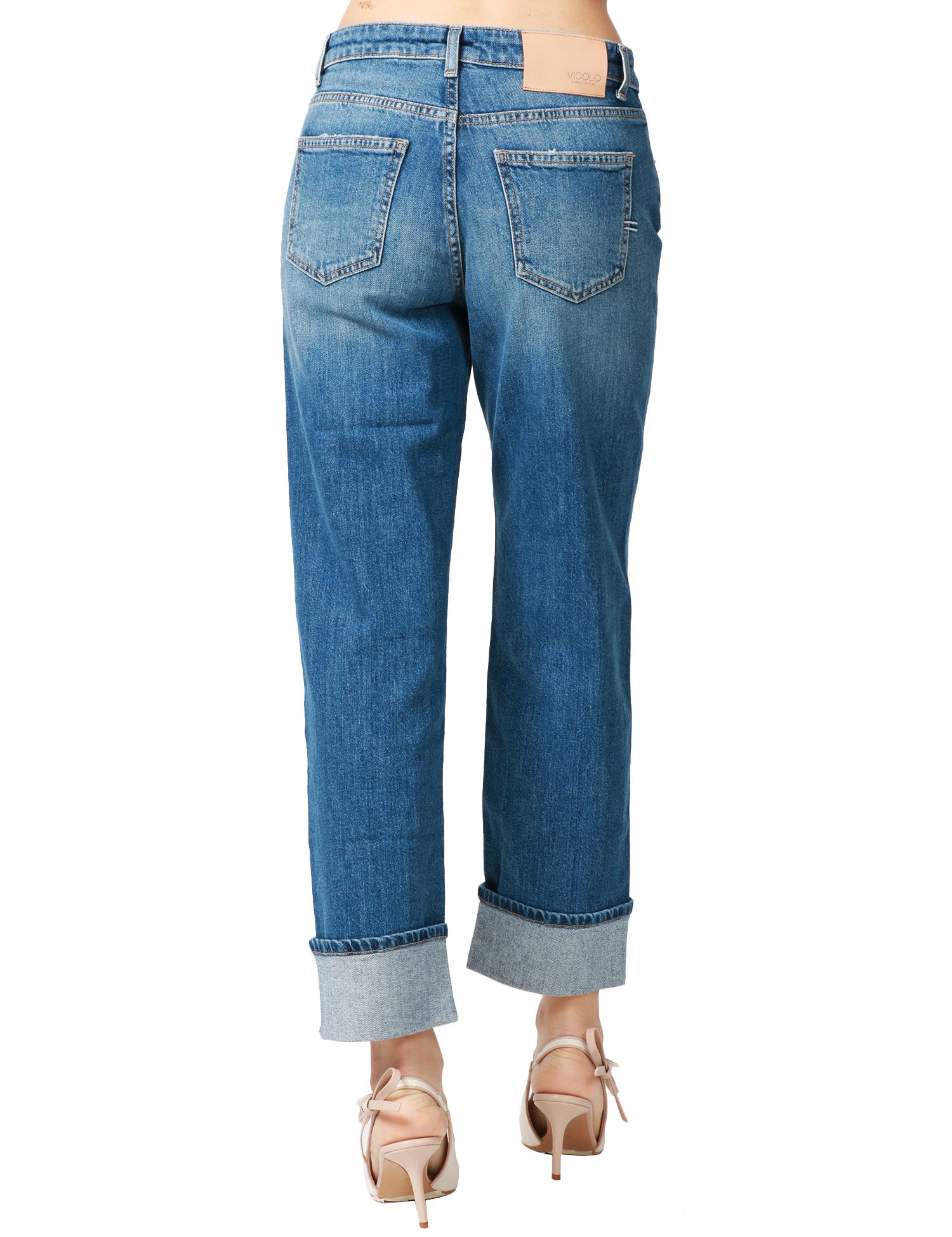 JEAND DONNA VICOLO MAGGIE DENIM MEDIO CON EFFETTO VINTAGE E RISVOLTO SUL FONDO