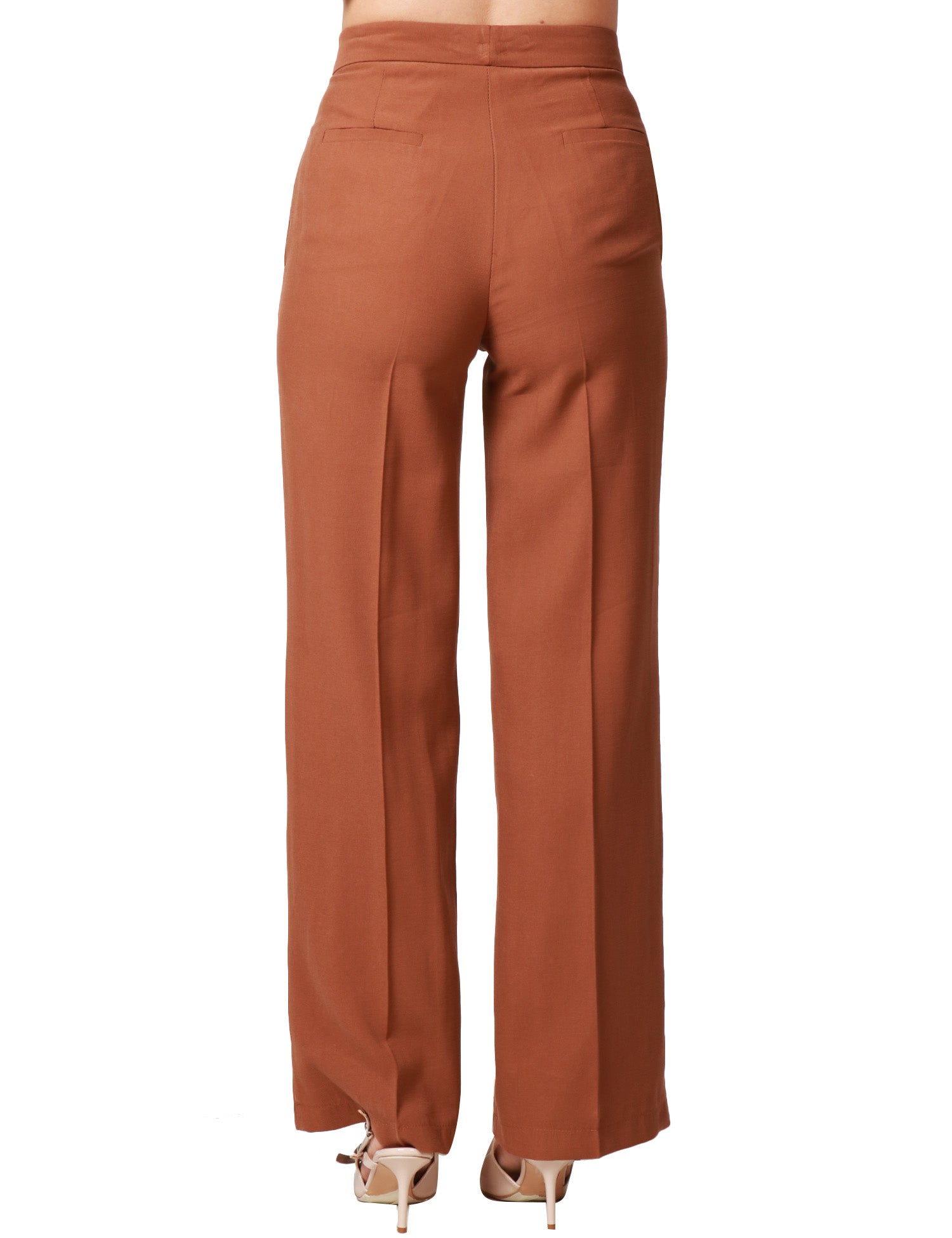 PANTALONE DONNA VICOLO TABACCO A VITA ALTA tabaccoCON GAMBA DRITTA