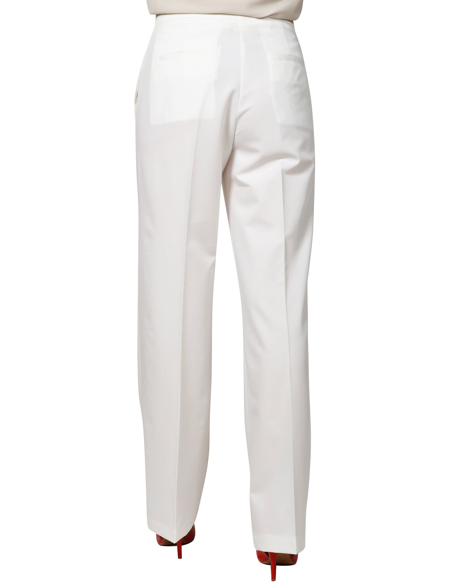 PANTALONE DONNA VICOLO BIANCO A VITA ALTA E GAMBA A PALAZZO