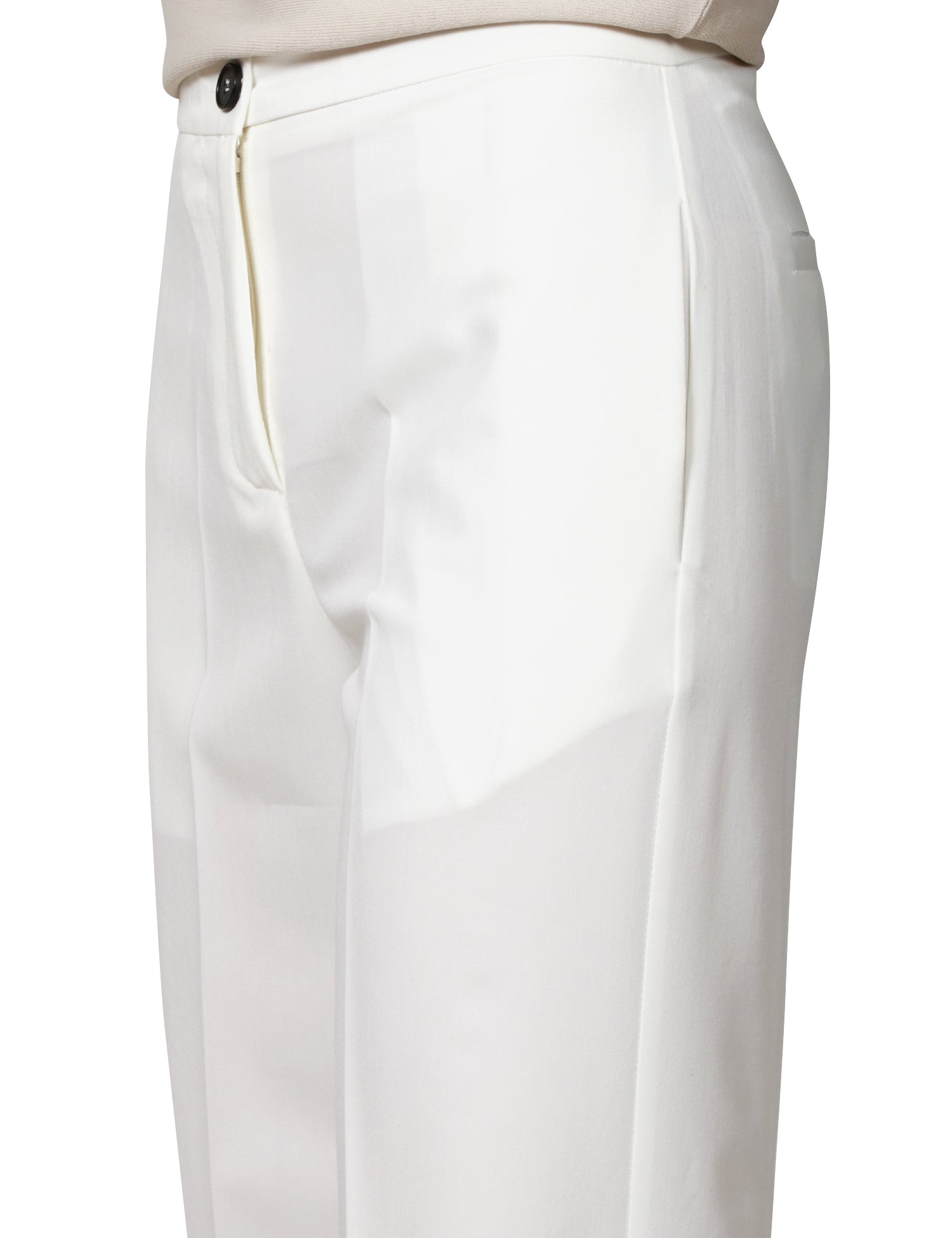 PANTALONE DONNA VICOLO BIANCO A VITA ALTA E GAMBA A PALAZZO