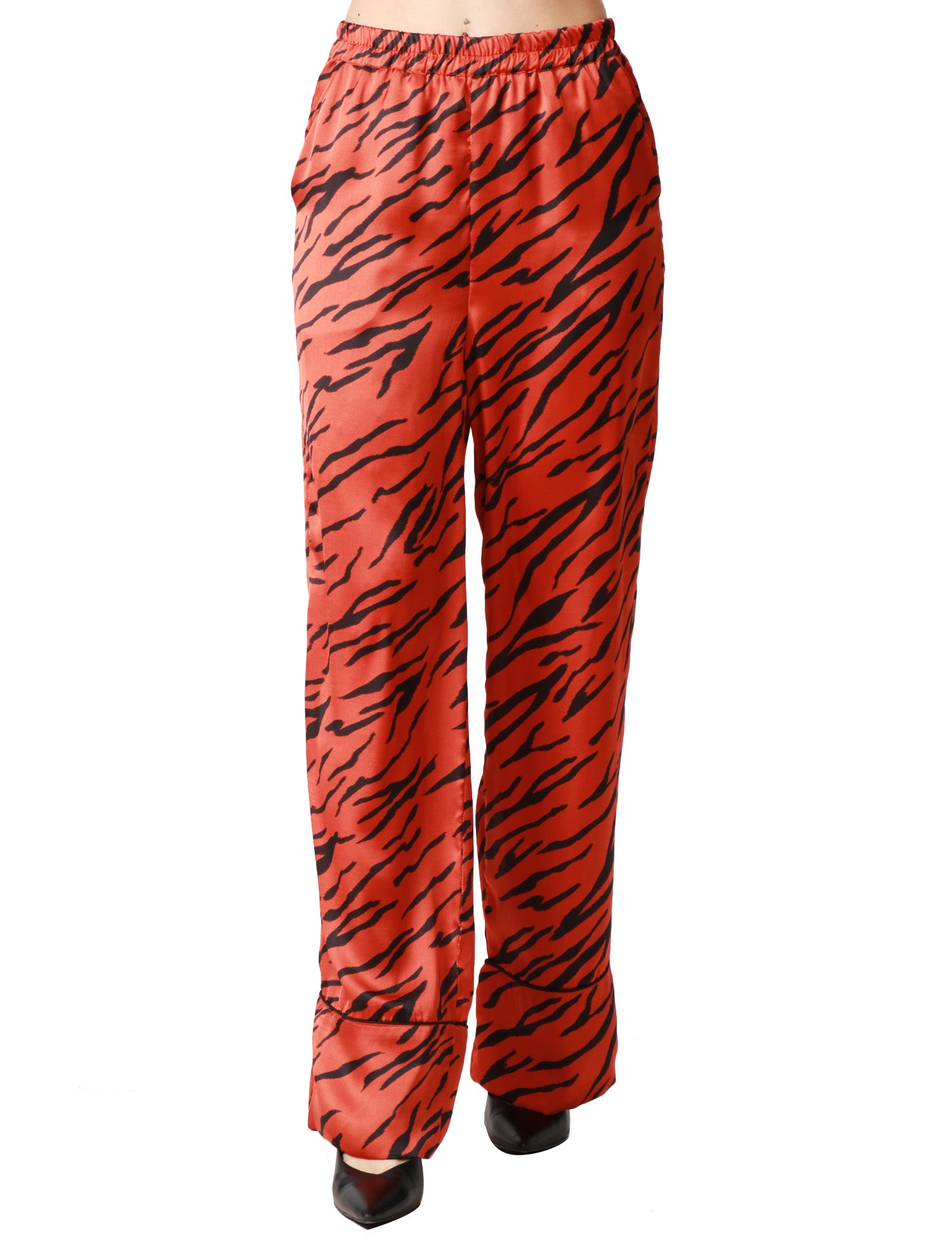 PANTALONE PIGIAMA DONNA WEILI ZENGH ORANGE ANIMALIER CON ELASTICO IN VITA