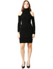 Abito donna akep nero dolcevita in maglia con cut out sulle spalle