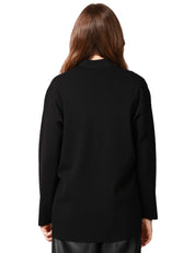 GIACCA DONNA ALPHA STUDIO NERA IN MAGLIA CON TASCHE APPLICATE DAVANTI