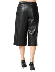 BERMUDA DONNA ALPHA STUDIO NERO IN ECOPELLE A VITA ALTA CON PENCES DAVANTI