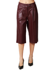 BERMUDA DONNA ALPHA STUDIO CILIEGIA IN ECOPELLE A VITA ALTA CON PENCES DAVANTI