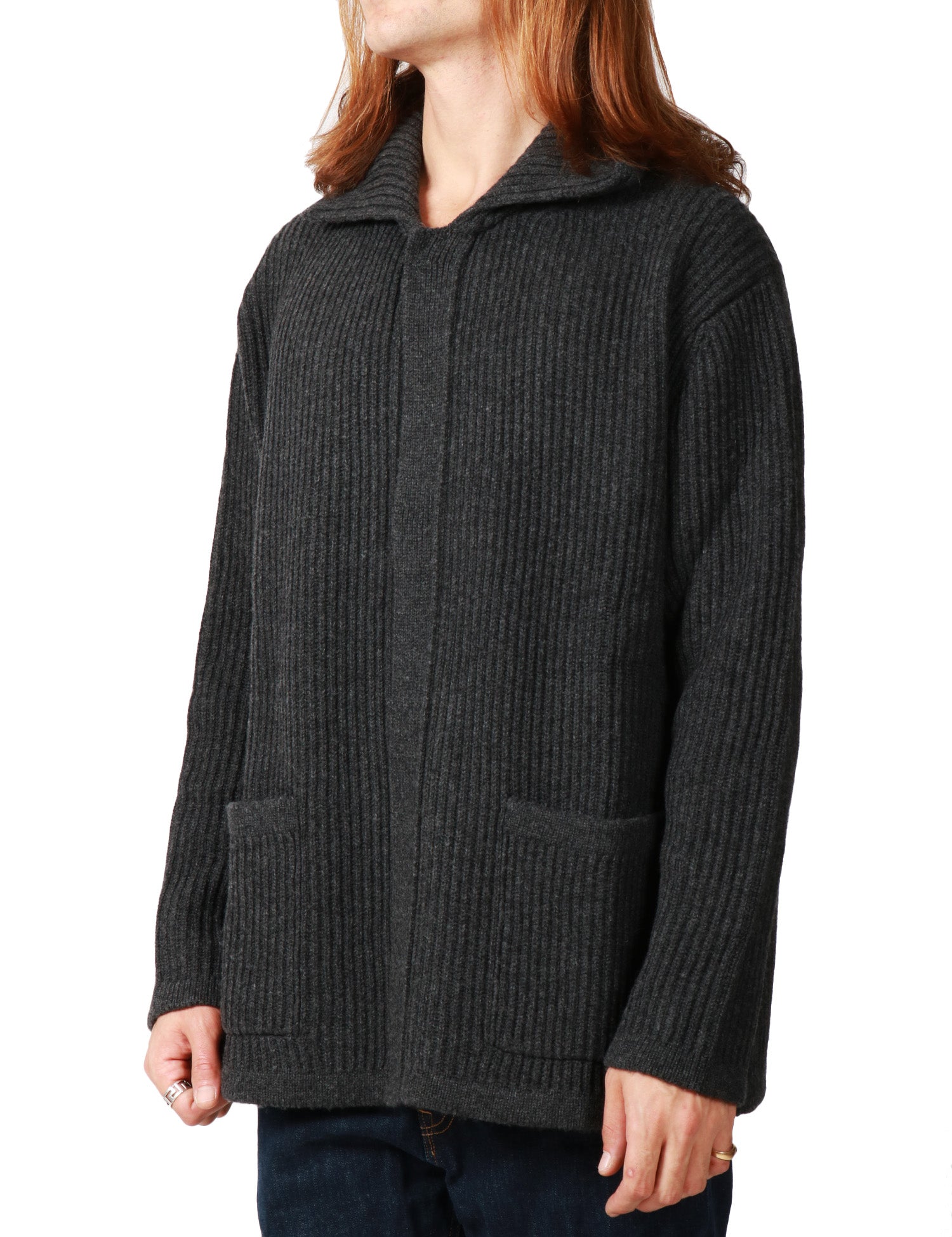 BOMBER UOMO ALPHA STUDIO ANTRACITE IN LANA E CASHMERE CON COLLETTO E ABBOTTONATURA CENTRALE