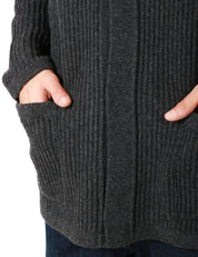 BOMBER UOMO ALPHA STUDIO ANTRACITE IN LANA E CASHMERE CON COLLETTO E ABBOTTONATURA CENTRALE