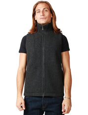 GILET UOMO ALPHA STUDIO ANTRACITE A COLLO ALTO IN LANA E CASHMERE CON LAVORAZIONE A COSTE