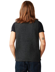 GILET UOMO ALPHA STUDIO ANTRACITE A COLLO ALTO IN LANA E CASHMERE CON LAVORAZIONE A COSTE