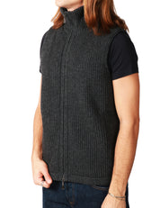 GILET UOMO ALPHA STUDIO ANTRACITE A COLLO ALTO IN LANA E CASHMERE CON LAVORAZIONE A COSTE