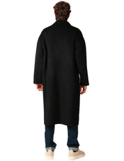 CAPPOTTO UOMO AMARANTO NERO DOPPIOPETTO IN LANA A LUNGHEZZA MEDIA