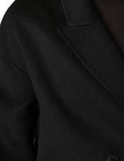 CAPPOTTO UOMO AMARANTO NERO DOPPIOPETTO IN LANA A LUNGHEZZA MEDIA