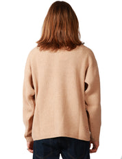 CARDIGAN UOMO AMARANTO BEIGE IN MAGLIA DI LANA A COSTE CON COLLETTO E BOTTONI