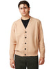 Cardigan uomo amaranto beige con microrotture su polsi e orlo