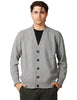 Cardigan uomo amaranto grigio con scollo a v e microrotture sui fondi