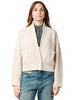 Giacca blouson donna anna molinari gesso in lana a costa inglese con tasche