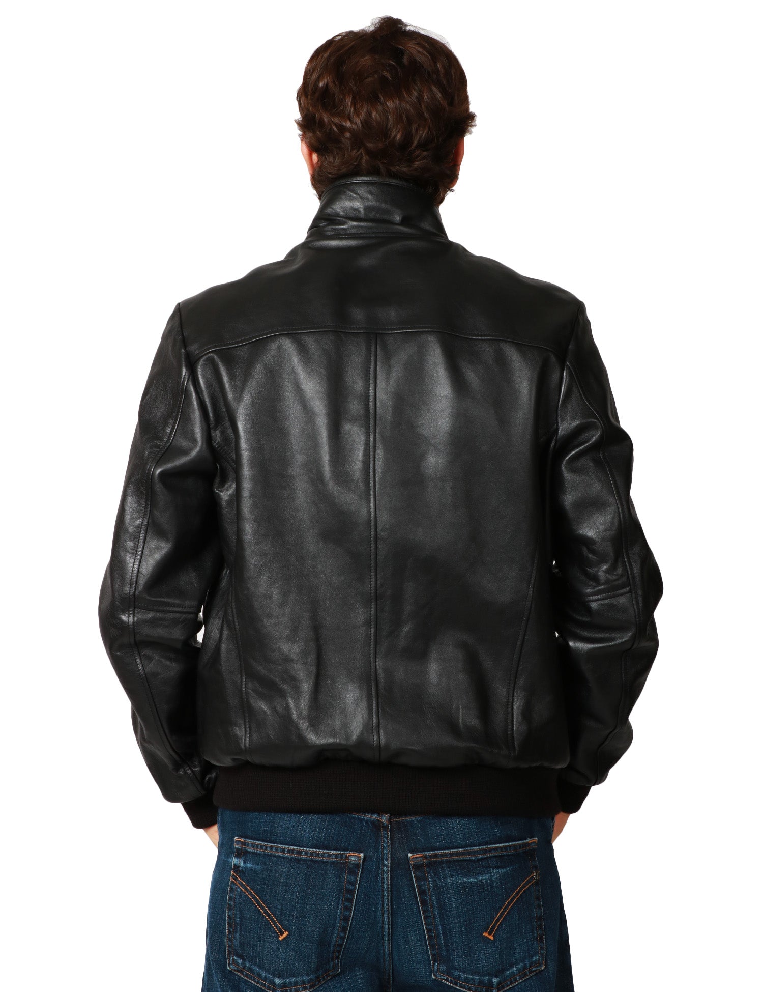 BOMBER UOMO BLUSOTTO NERO 100% PELLE CON TASCHE DAVANTI