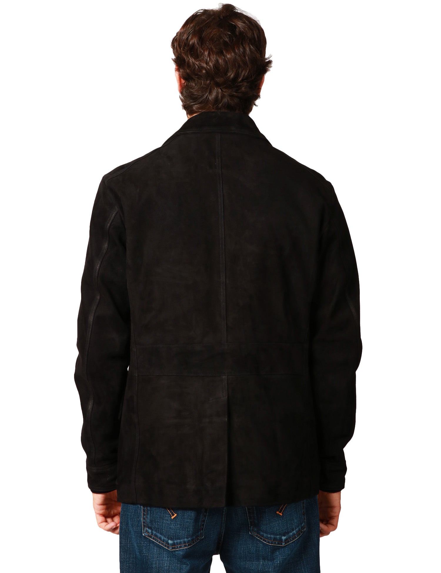 GIUBBOTTO GIACCA UOMO BLUSOTTO NARA IN PELLE SCAMOSCIATA CON COLLO REVER E 4 TASCHE APPLICATE DAVANTI